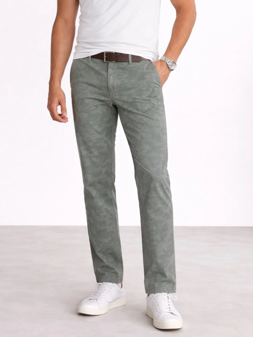 NWT Banana Republic Green Aiden Camo 100% Cotton Slim Straight Chino Pants 36/36